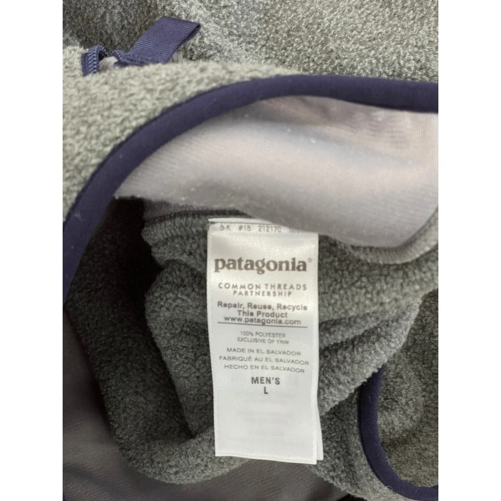 Patagonia Synchilla Fleece Vest Mens Large Gray Navy Blue Full Zip 23011 Older